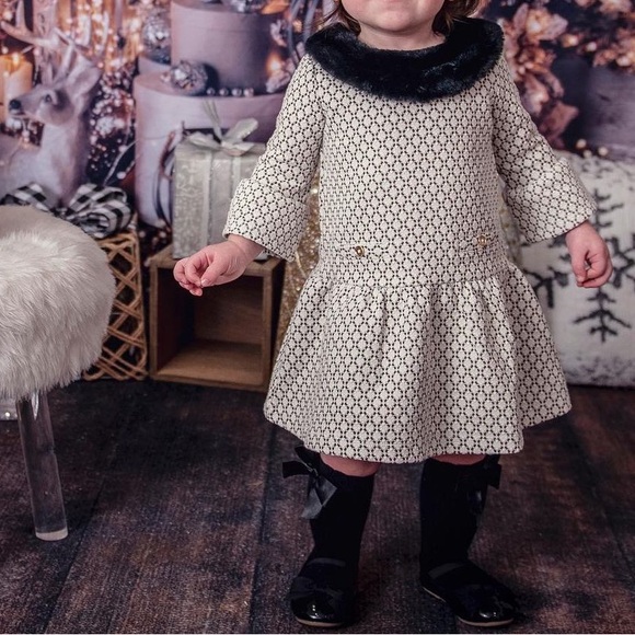 Janie and Jack Dress with fur. - Picture 3 of 3